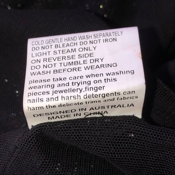 ELLIATT- Black Netting Over Metallic Silver Lining Dress, Cut Out Sides, Size M - Picture 13 of 14